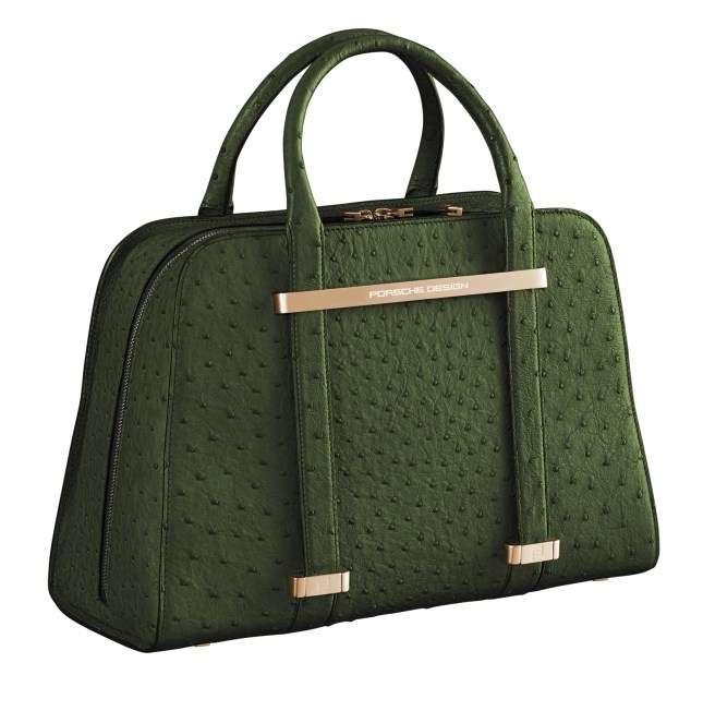 TwinBag in green ostrich leather