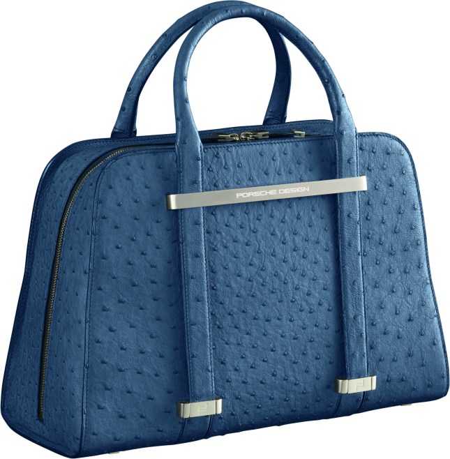 TwinBag in blue ostrich leather