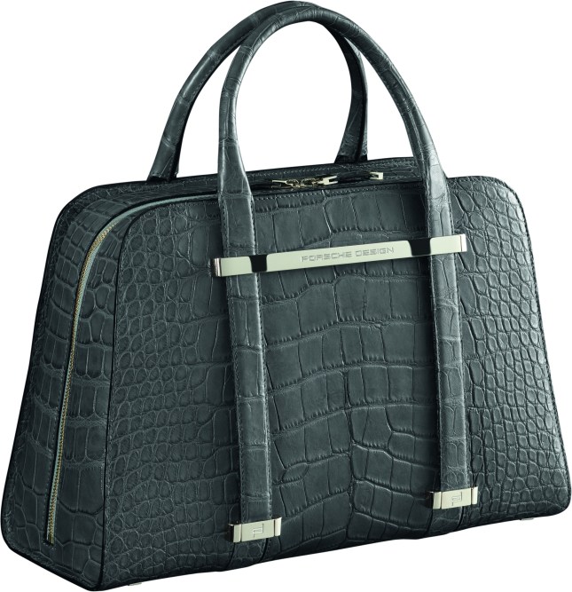 TwinBag in grey crocodile leather