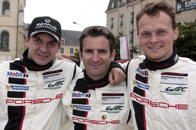 (l.-r.): Richard Lietz, Romain Dumas, Marc Lieb