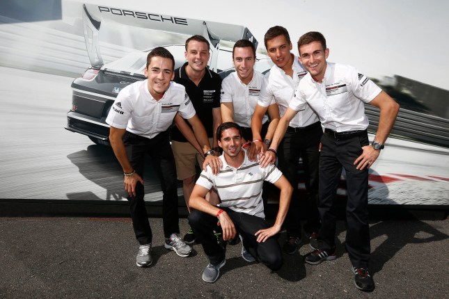Sven Müller (D), Earl Bamber (NZ), Alex Riberas (E), Klaus Bachler (A), Connor de Phillippi (USA), Neel Jani (CH) Porsche Mobil 1 Supercup Hockenheim 2014