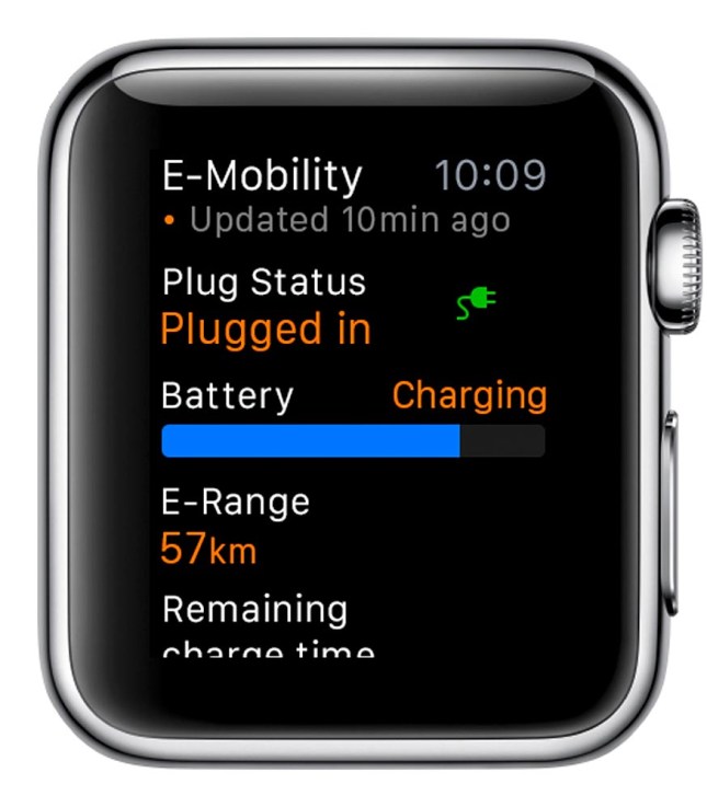 Porsche Car Connect for Apple Watch: Information about the E-Mobility status of the E-Hybrid car  