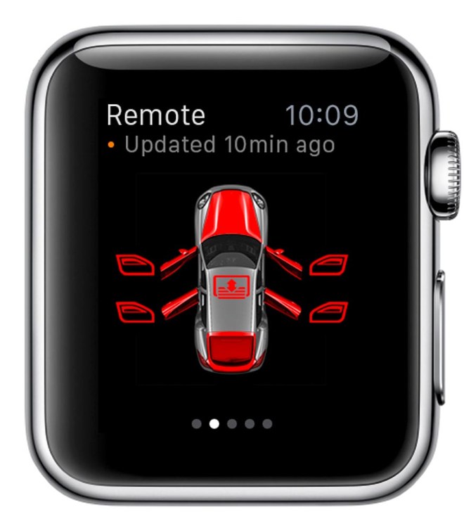 Porsche Car Connect for Apple Watch: Remote screen shows current status with door and window indicators